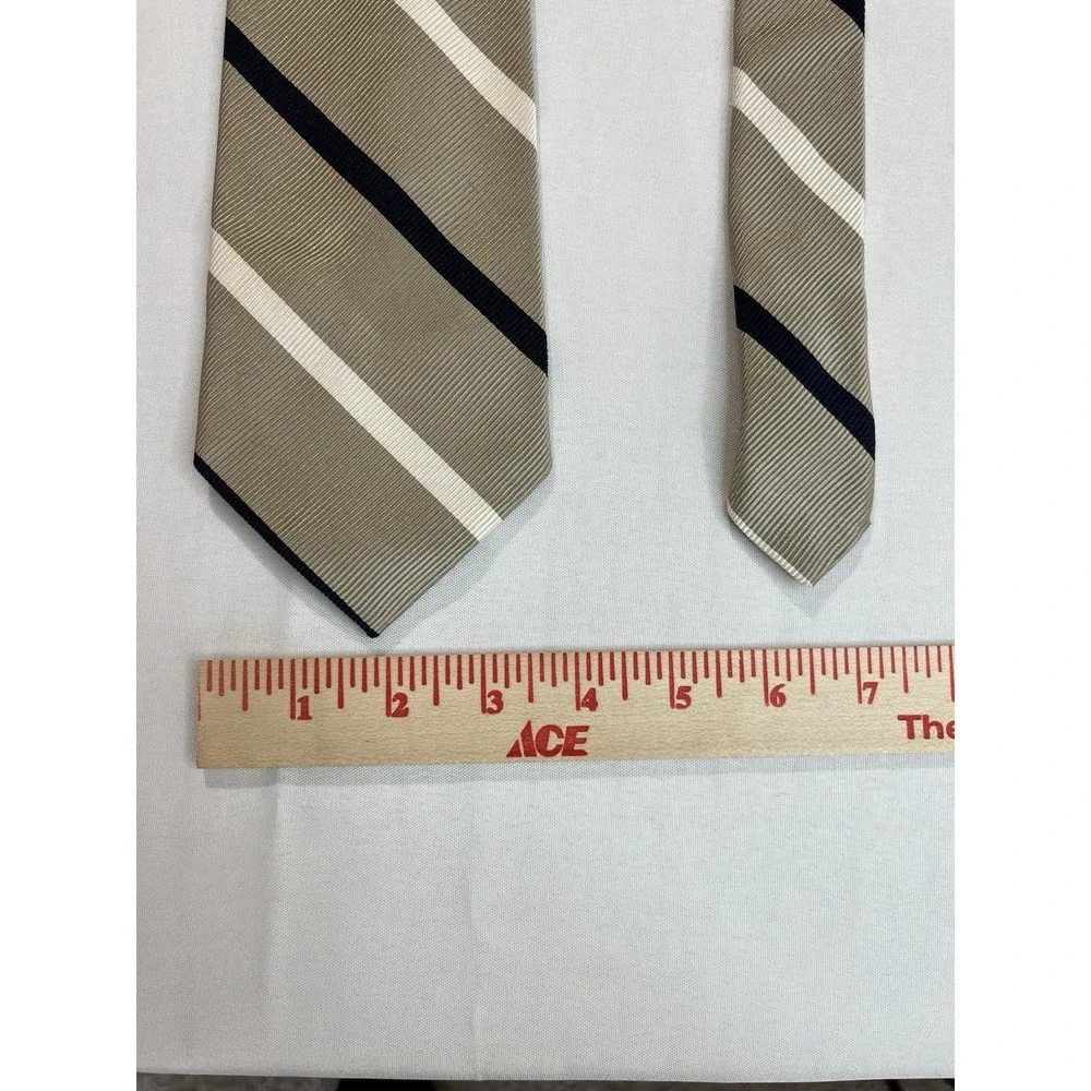 FACONNABLE Mens‎ Silk/Cotton Blend Necktie STRIPED Gold/Black/Cream EUC